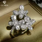 CC S925 Серебряные кольца для женщин Бабочка кубического циркония цветок кольцо Свадебные Роскошные ювелирные изделия Прямая поставка CC3132