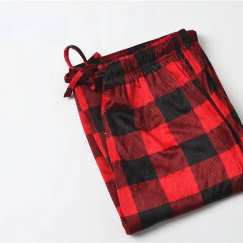 New Winter Men's Trousers Reversible Velvet Soft Pajama Pants Casual Plaid Sleeping Bottoms
