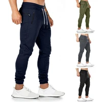 mens casual sweatpants autumn winter solid color drawstring tights zip pockets gym pants sportswear trousers for workout gym