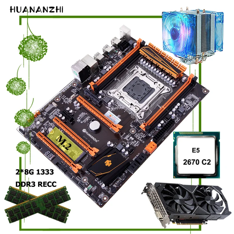 Материнская плата HUANANZHI X79 Deluxe с ЦП Xeon E5 2670 кулер процессора 16 Гб ОЗУ 2*8 ГБ REG ECC