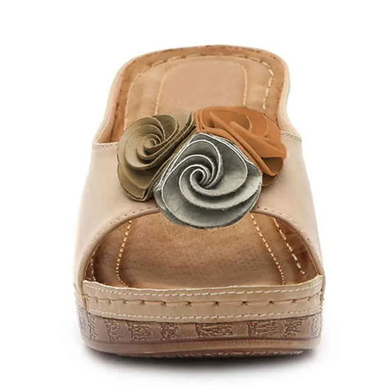 

Rome Casual Sandals Women Wedges Sandals Flowers Open Toe Fish Mouth Med Summer Women Shoes Fashion 2020 High Heel Shoes