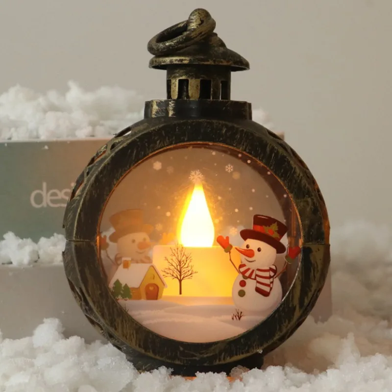 Kerst Ornament-L&aacute;mpara Led que funciona con pilas, Venster colgador, decoraci&oacute;n, Brons con Kerstman, Sneeuwpop-0