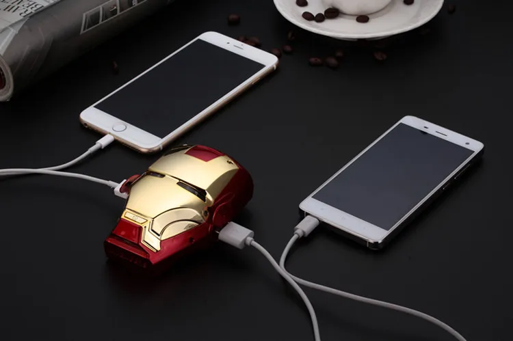 Новые Мстители Железный человек голова Мощность банк Зарядное устройство USB 6000