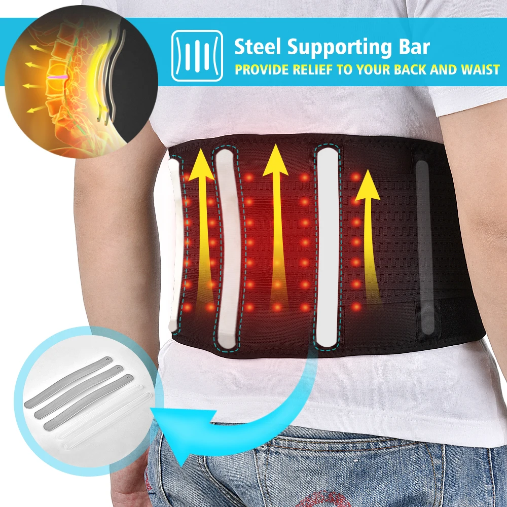 

Far Infrared Waist Massage Belt Heating Therapy Back Support Brace Lumbar Spine Correction Belt Stretch Back Pain Relief Massage