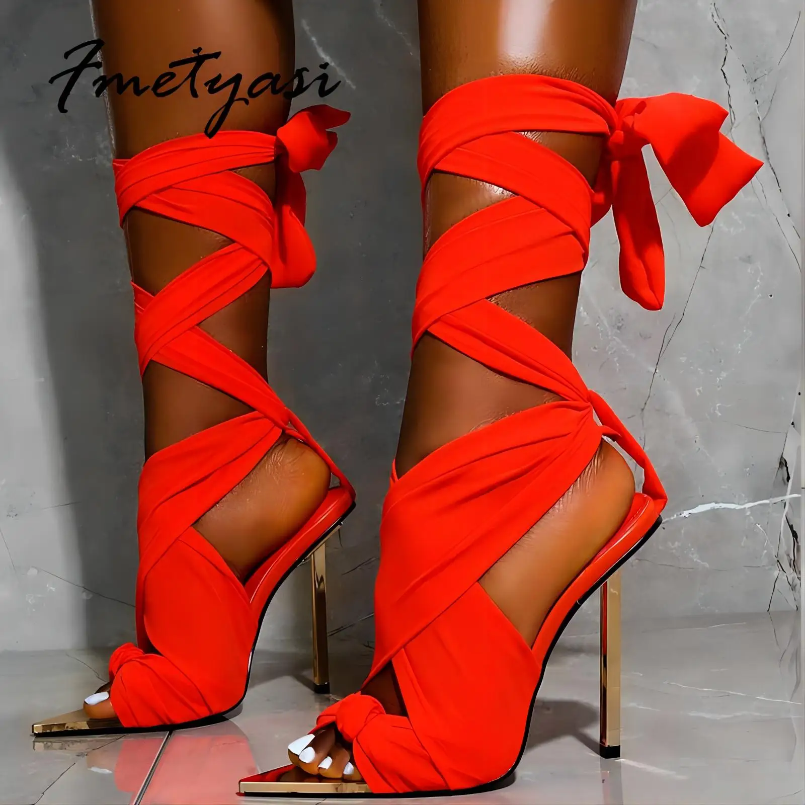 Women Gladiator Sandals High Heels Summer Fabric Ankle Strap  Female Stiletto Sexy Open Toe Cross Tied Ladies High Heels Shoes summer boots gladiator high heels women sexy front open cross strap stilettos shoes genova shoes woman ankle cool boot woman