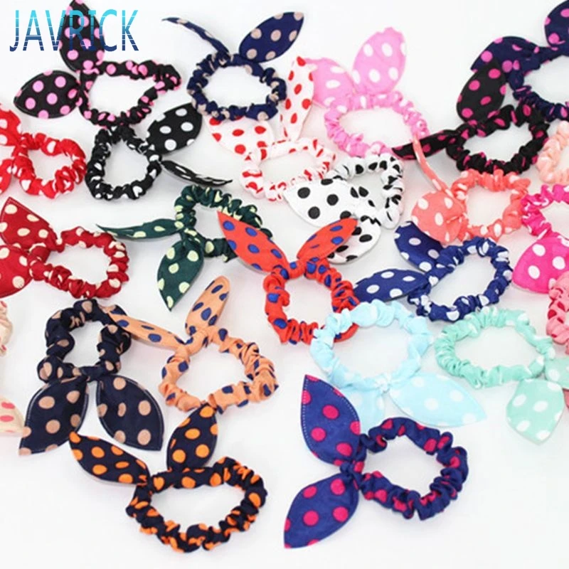 Резинка для волос в горошек с цветным принтом| |