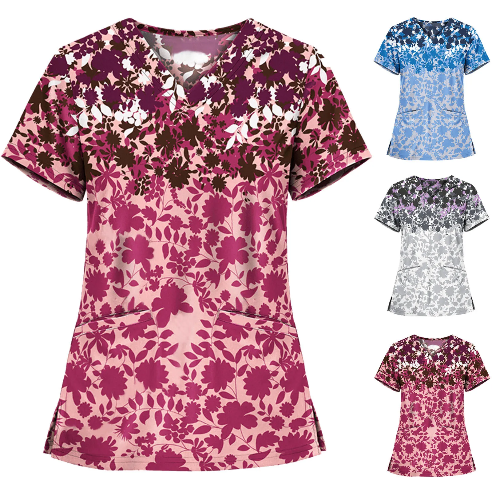 

Для женщин короткий рукав Топ с V-образным вырезом Рабочая Униформа блузка медсестры Acessórios медицинских работников спецодежды защиты форма ...