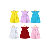 rts summer boutique kids clothes cotton knit color blank children dresses ruffle baby girl dress