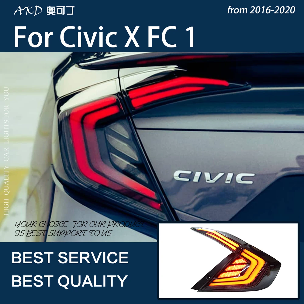 

Car Lights For Civic X 2016-2020 FC1 LED Taillights Rear Fog Lamp Dynamic Turn Signal Highlight Reversing and Brake Accessories
