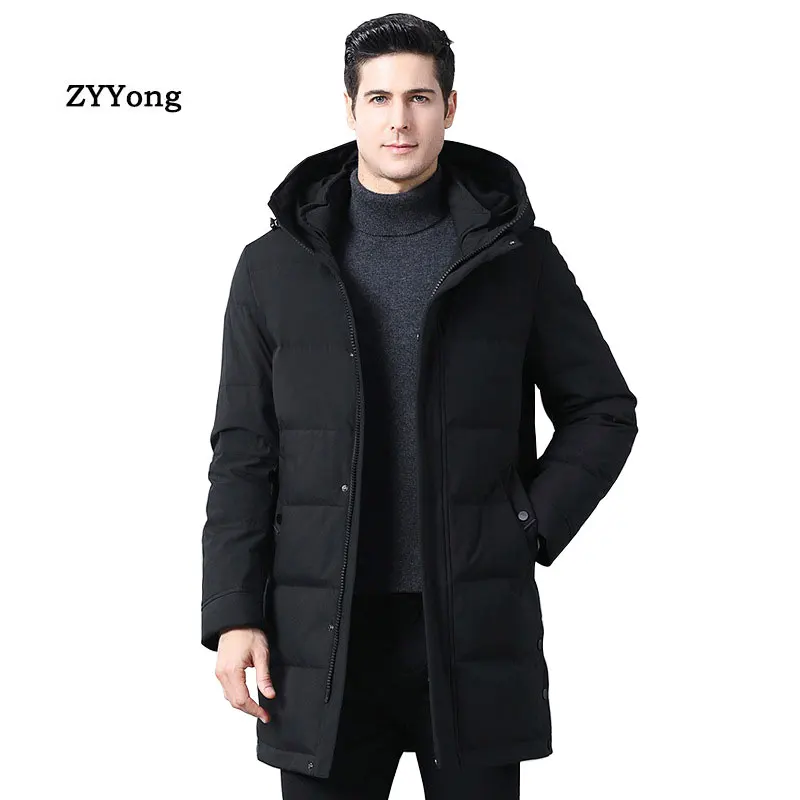 2020 New Fashion Casual Long Jacket Men's Hooded Windbreaker Male Parkas Coats Cotton Autumn Winter Trench Coat Men