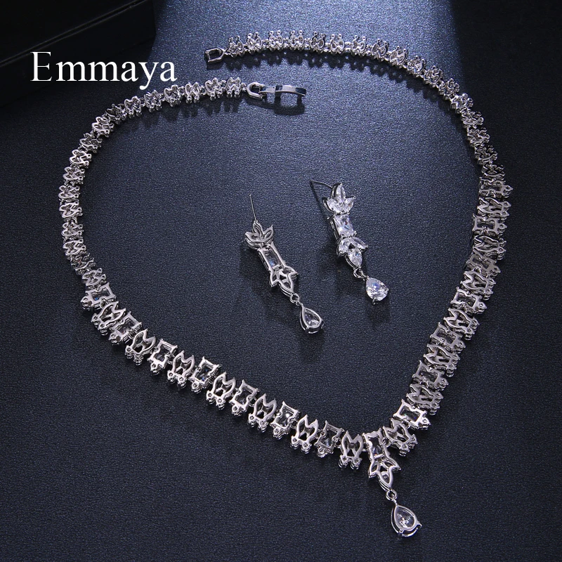 Комплект украшений Emmaya Свадебный комплект из сережек и ожерелья с цирконом в