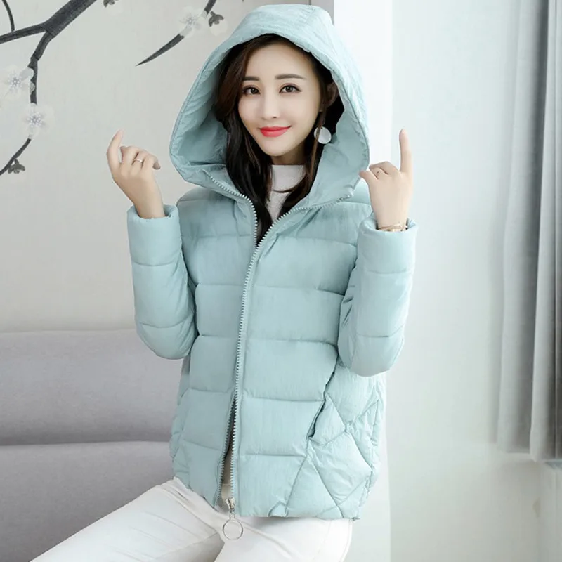 Женская пуховая куртка с капюшоном Повседневная утепленная хлопковая большого