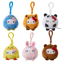 10cm kawaii sanrio plushie keychain kt cat plush keychain gift pendant anime stuffed animals soft toys for girls christmas gifts