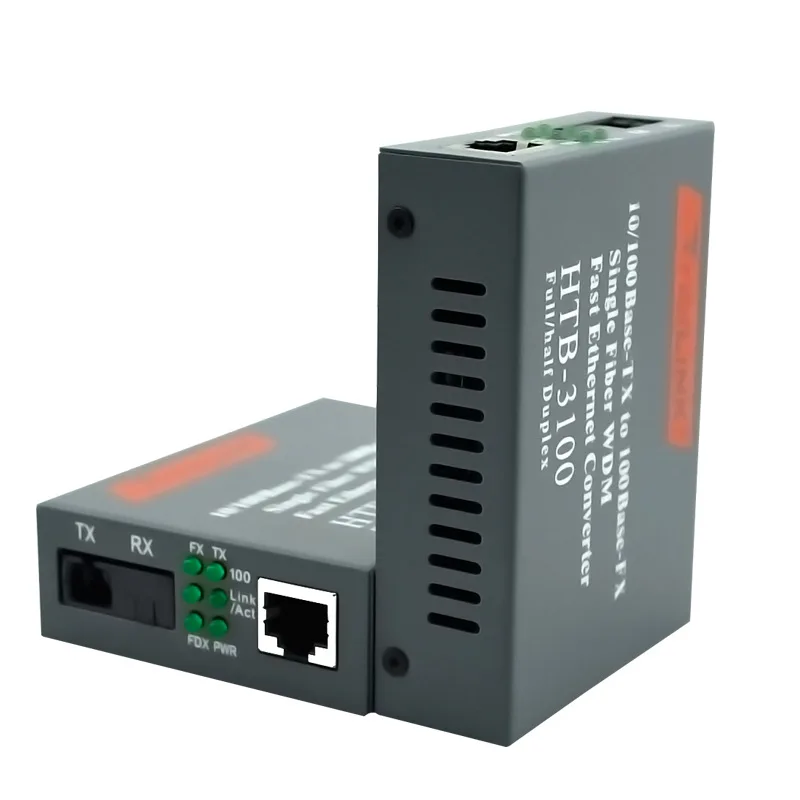 HTB-3100 1 Pair Optical Fiber Media Converter Fiber Transceiver Single Fiber Converter 25km SC 10/100M Single mode Single Fiber