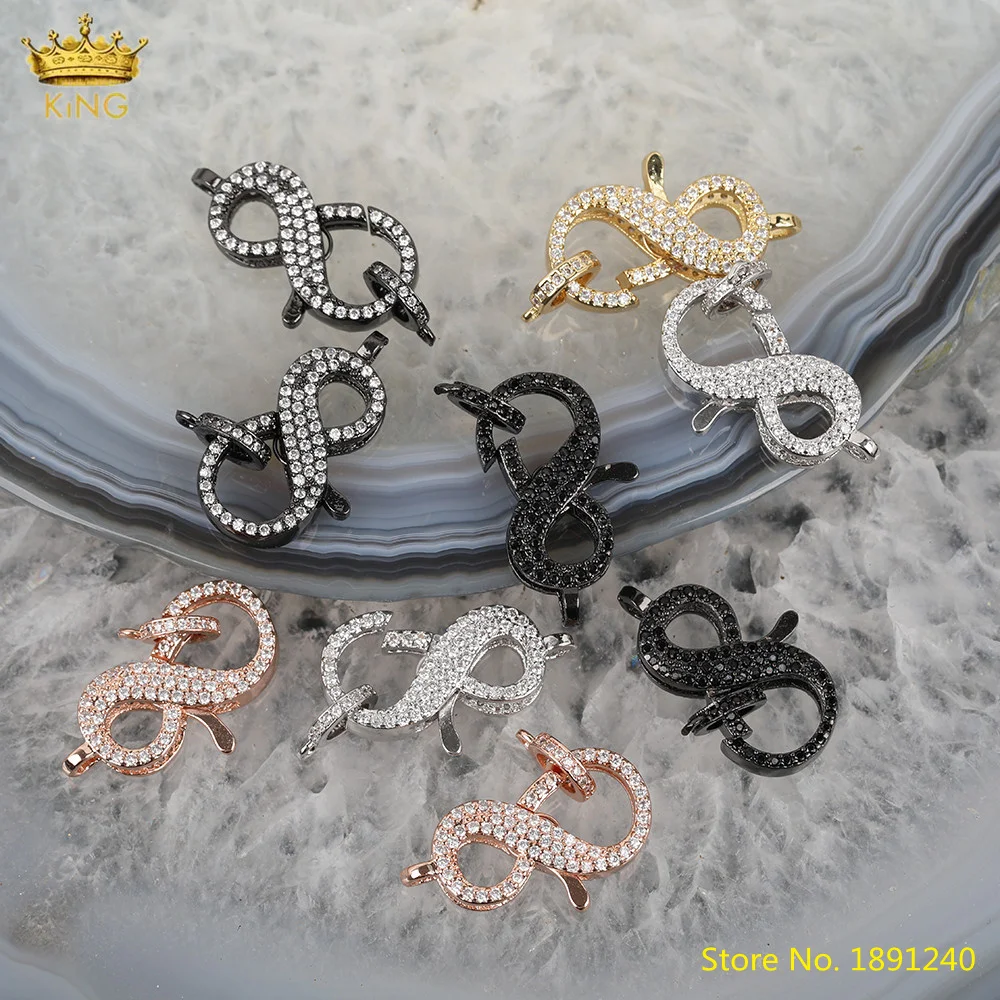 

5pcs CZ Micro Paved & Shape Open Lobster Clasps Carabiner Pendant Jewelry,Fashion Ziron Lock Clasps For Bracelet Necklace Making