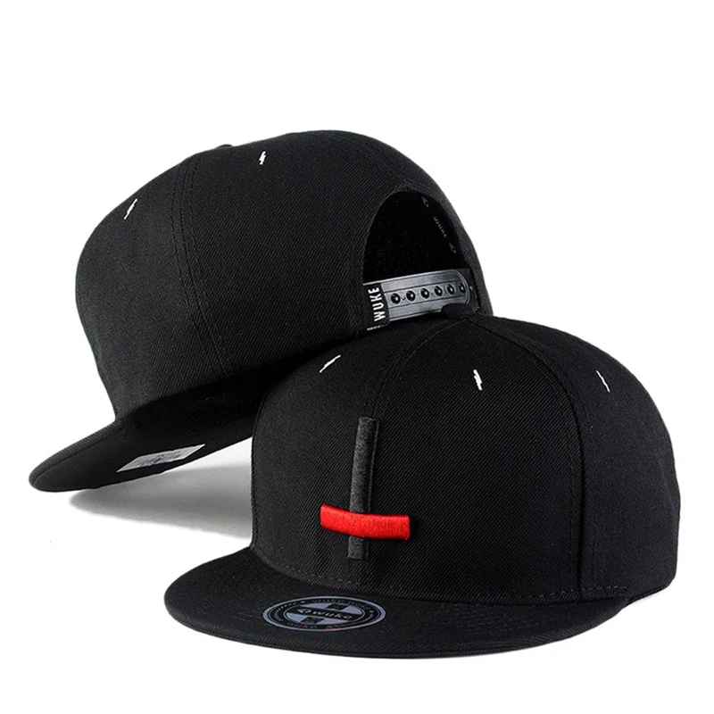 New Arrival Men Women Flat Hats Ins Trend Cross Embroidery Baseball Cap Kpop Hip Hop Pure Black Snapback Casquette MZ0206
