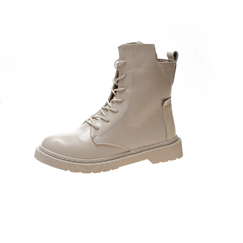 2019 зимние женские Ботинки Martin модные белые черные кожаные туфли с круглым носком