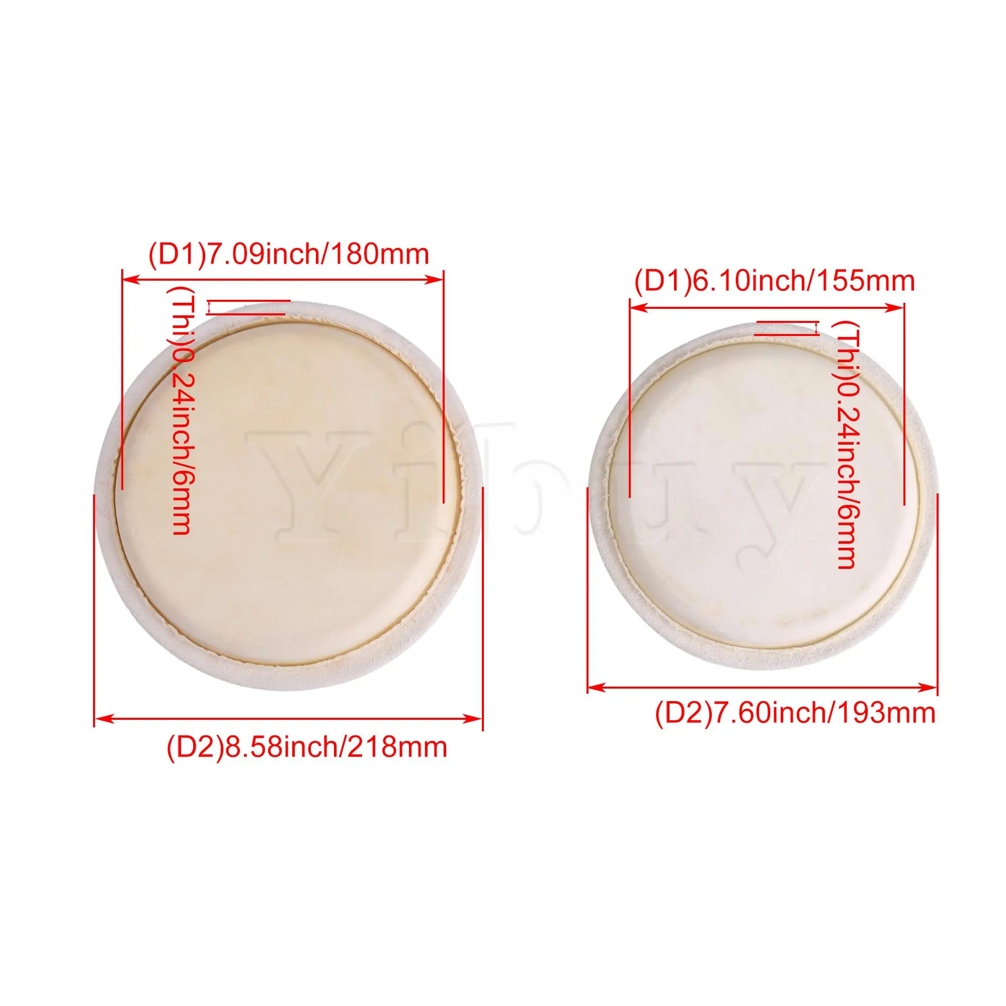 

Natural Round Shape Bongo Drums Heads for Professional Beige Pack of 2