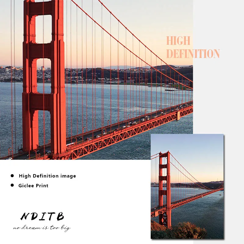 Настенная картина с изображением моста золотых ворот и заката | Дом сад