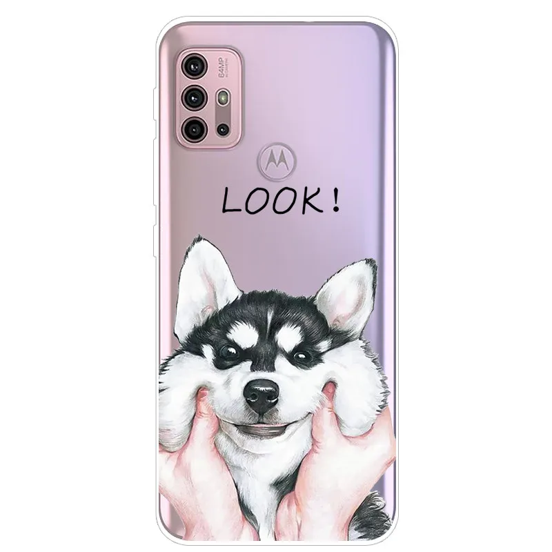 For Moto G30 Case TPU Silicone Soft Cartoon Clear Case for Motorola Moto G30 G10 G60 Phone Cover for Moto G20 Transparent Coque