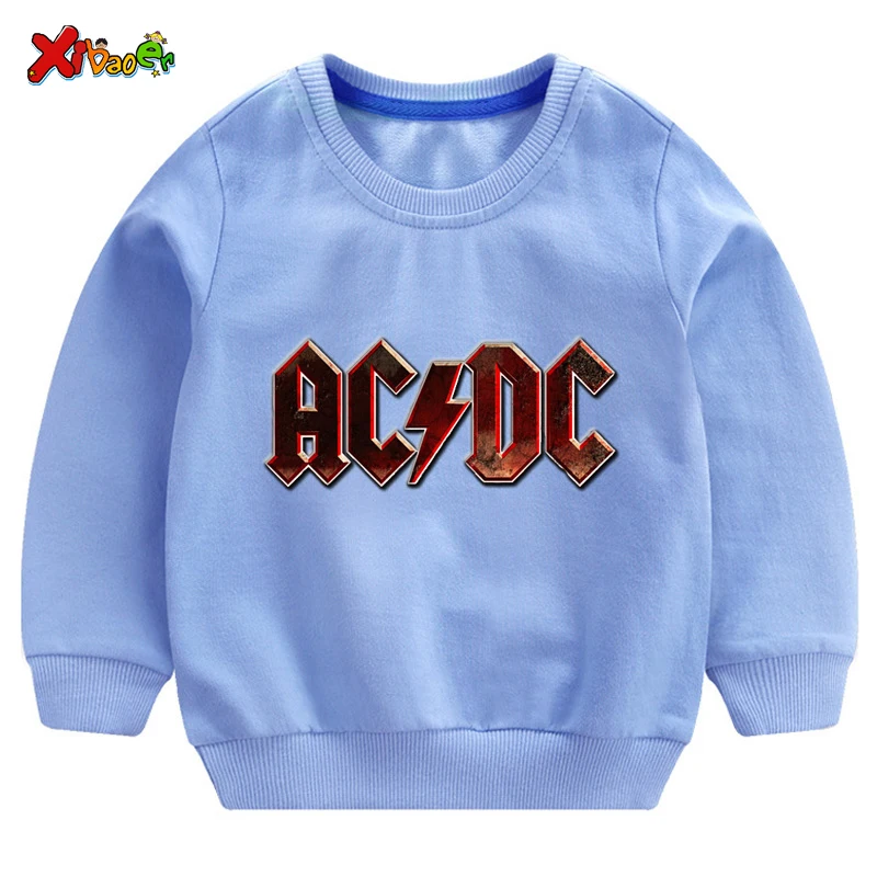 Детские толстовки ACDC мальчиков; модный свитер; белый Хлопковый пуловер для девочек; Новинка; пуловер; футболка; Осенняя толстовка с длинными рукавами для малышей - Цвет: sweatshirt blue