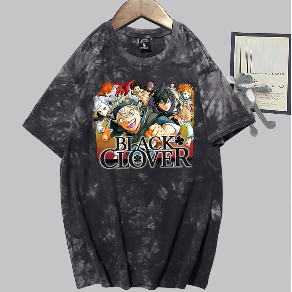 

Новинка 2021, футболка аниме Tie Dye в стиле Харадзюку, футболка с рисунком черного клевера Shoto, женская и Мужская спортивная одежда, футболка с ко...