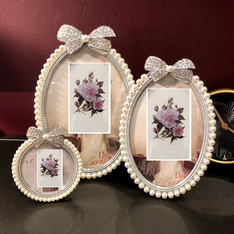 European Style Retro Metal Pearl Photo Frame Office Desktop Creative Wedding Children Picture | Дом и сад