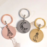 free custom engraved boho style name address phone number tag for pets collar accessories name charm engraved double sided