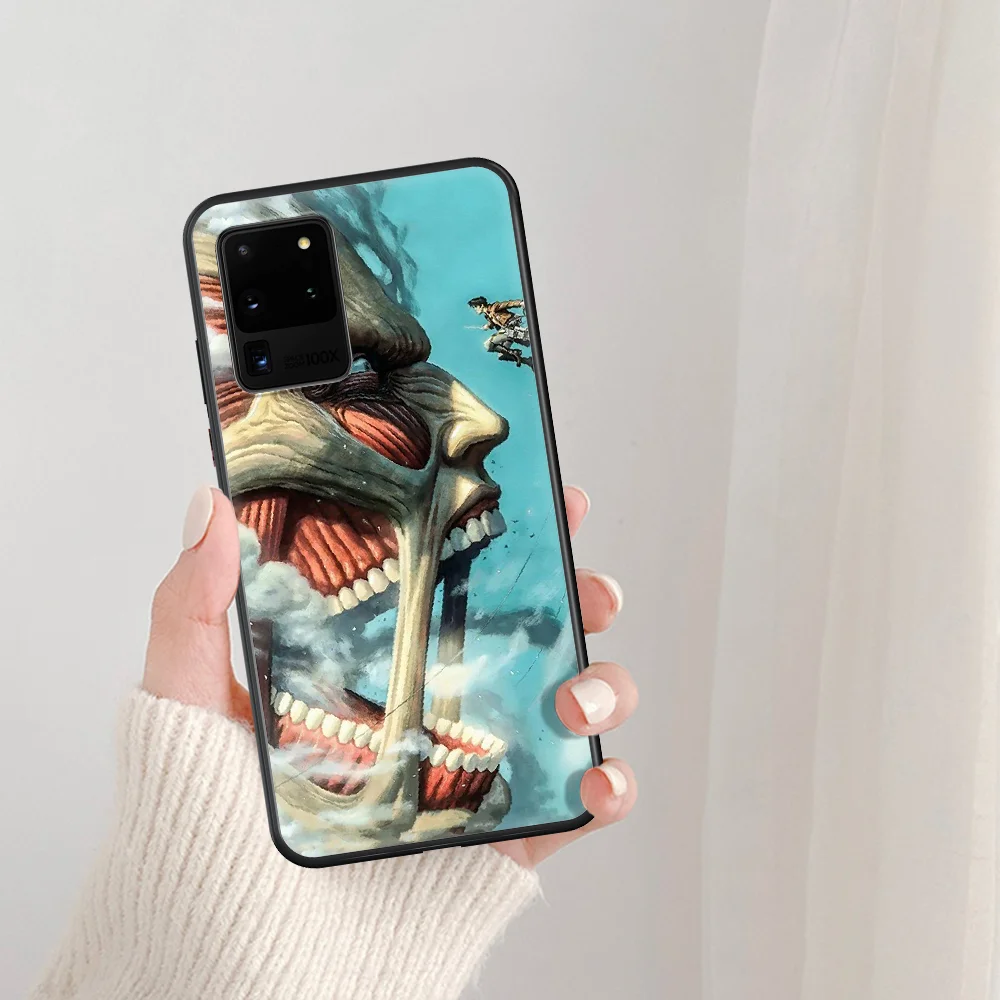 

Anime attack on Titan Phone Case For Samsung Galaxy Note S 8 9 10 20 Plus E Lite Uitra black Back Silicone Funda Painting Cover