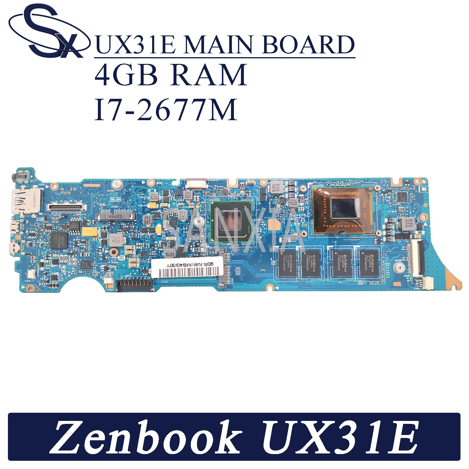 

KEFU UX31E Laptop motherboard for ASUS Zenbook UX31E UX31 original mainboard 4GB-RAM I7-2677M