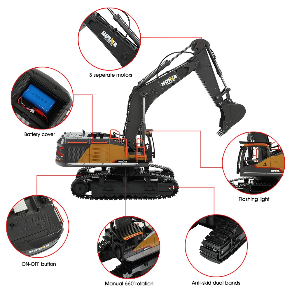 1:14 литая радиоуправляемая экскаватор 22 канальный из сплава с подсветкой и
