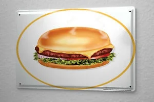 

Tin Sign Nostalgic Fun Cheeseburger Coffee Bar Decoration Home Decor