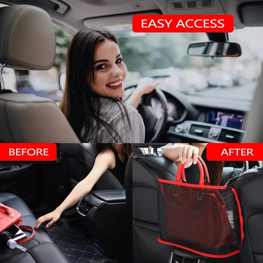 

Car Net Pocket Handbag Holder Seat Back Net Bag Handbag Holder For Car Driver Storage Netting Pouch Car Accessories