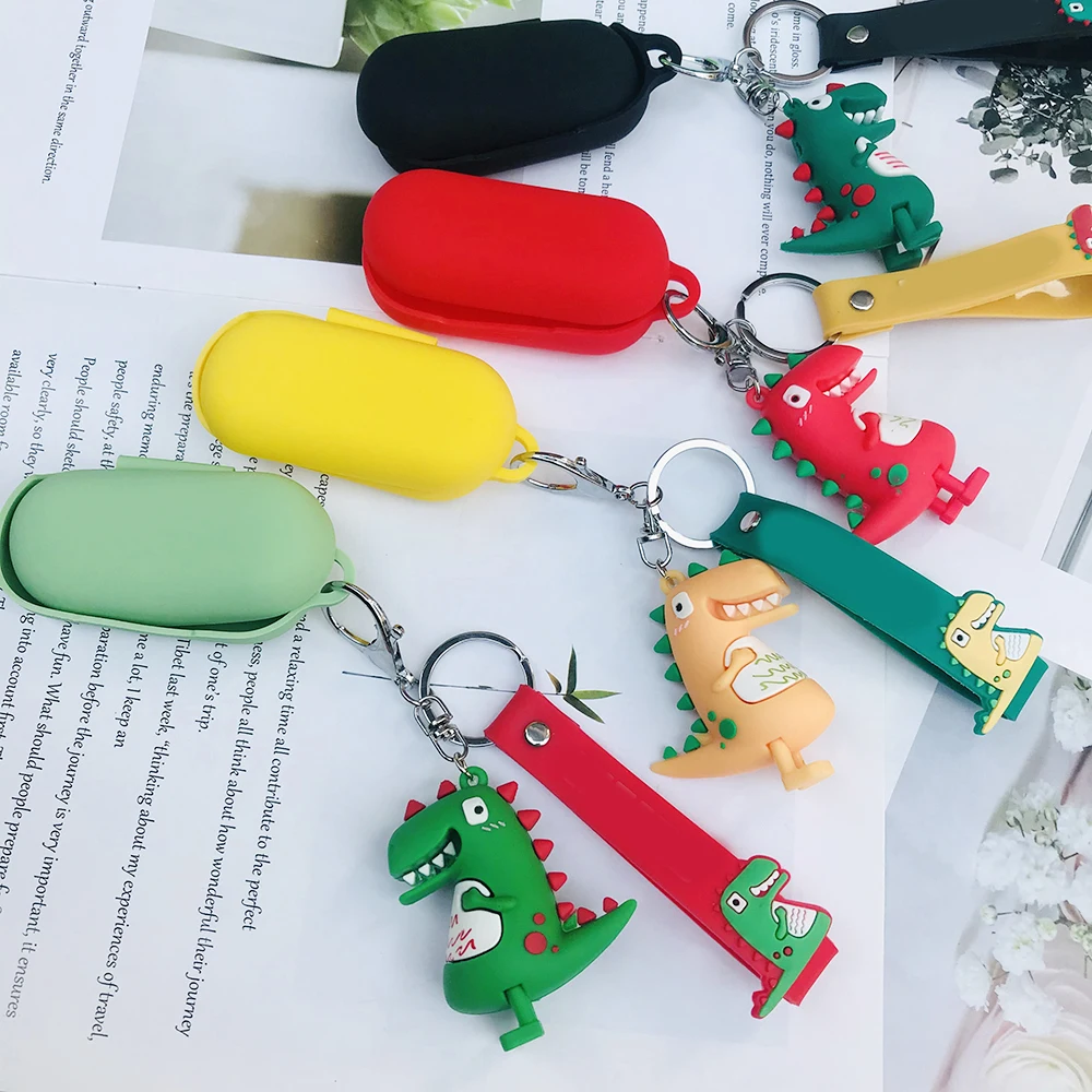 

Dinosaur Cartoon Silicone Case for Huawei FreeBuds Lite /FreeBuds Enjoy Case Funny with Animal Keychain Earphones Protect Cover