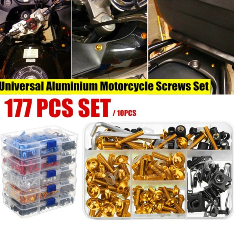 

177PCS/10PCS Motorcycle Screws Set Fairing Bumpers Panel Bolts Kit Fastener