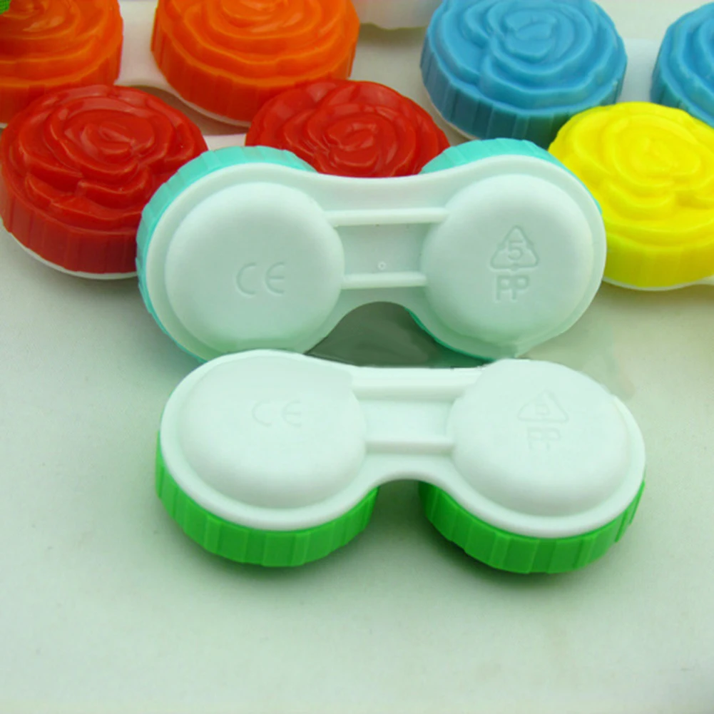 Цветочный контейнер для контактных линз карманный пластиковый чехол хранения