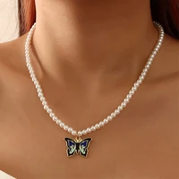 creative simplicity luxury pearl butterfly pendant necklaces for women 2021 new korean fashion goth weddings jewelry party gifts
