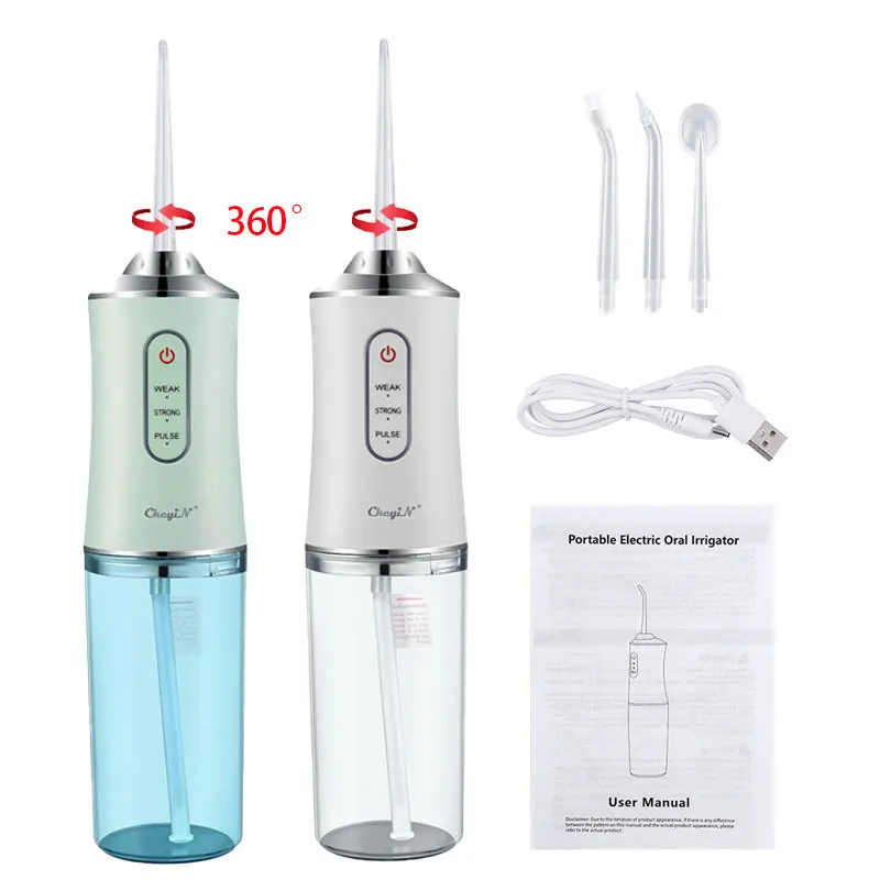 

CkeyiN Oral Irrigator USB Rechargeable Water Flosser Portable Dental Water Jet 240ML Water Tank Waterproof Teeth Cleaner 3 Speed