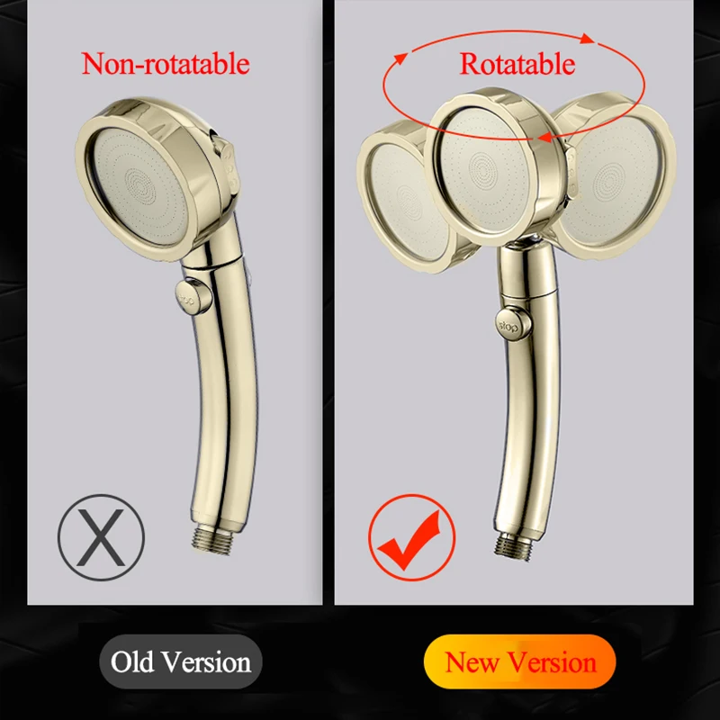 VEHHE позолоченная хромированная водосберегающая 360 Вращающаяся душевая головка