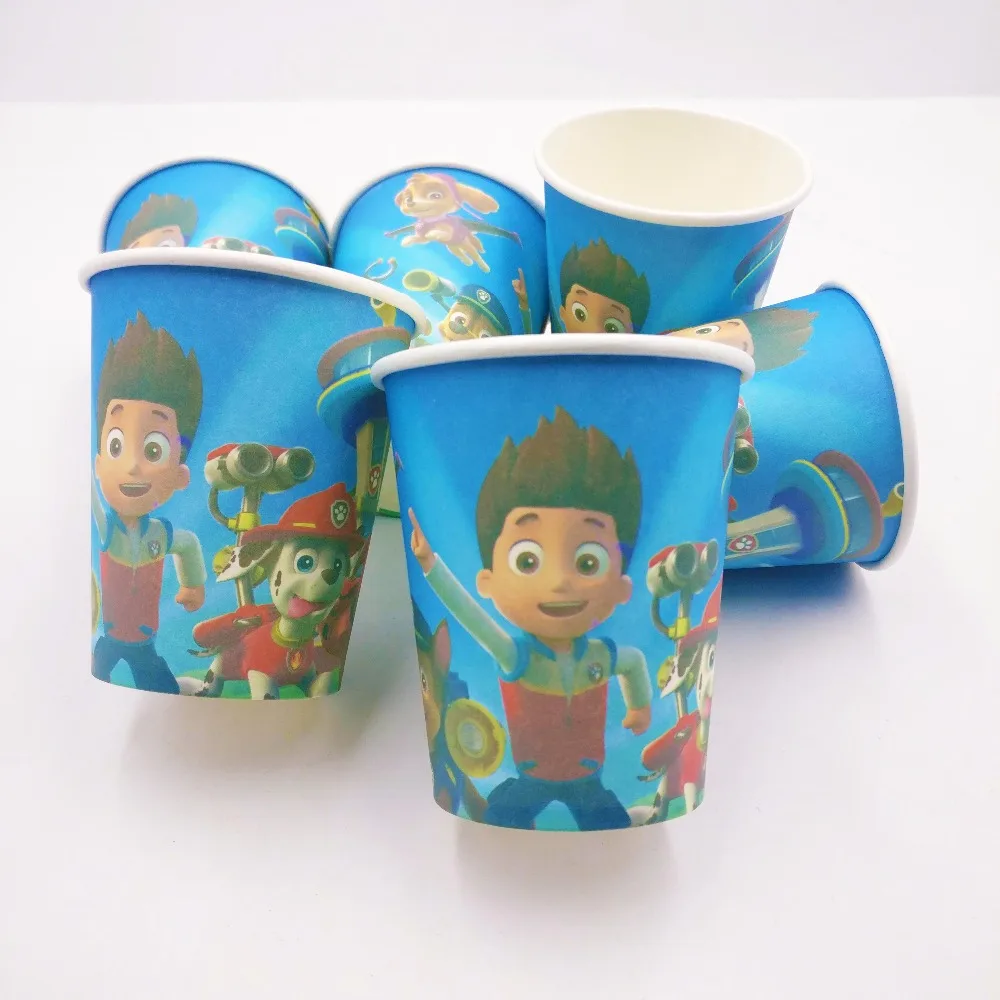 Paper Cup 10pc Из мультфильма «Щенячий патруль» для дня рождения украшения, товары для вечеринки для маленьких мальчиков посуда скатерть тарелки чашки баннеры подарки с рисунками из мультфильма «Щенячий патруль» Детские сувениры - Цвет: Paper Cup 10pc
