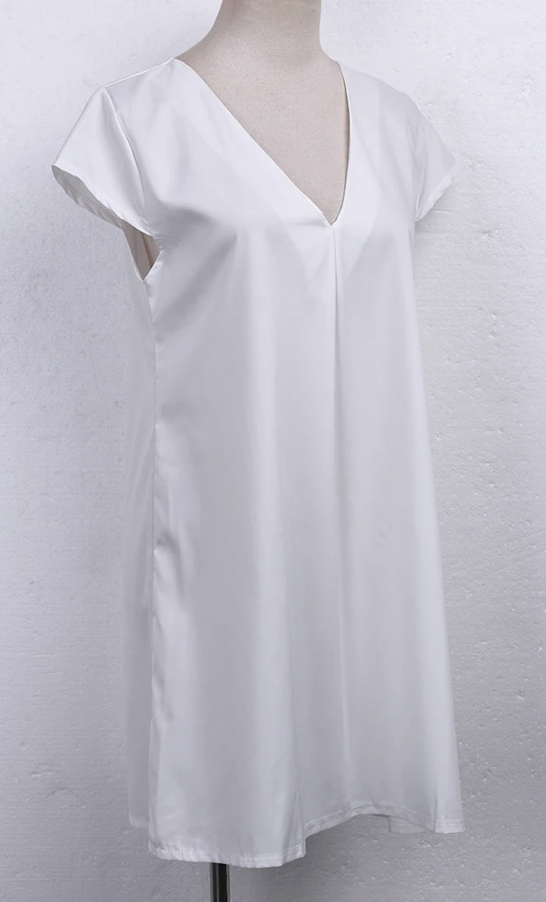 Boho Летнее однотонное Короткое мини платье женские платья с глубоким v образным
