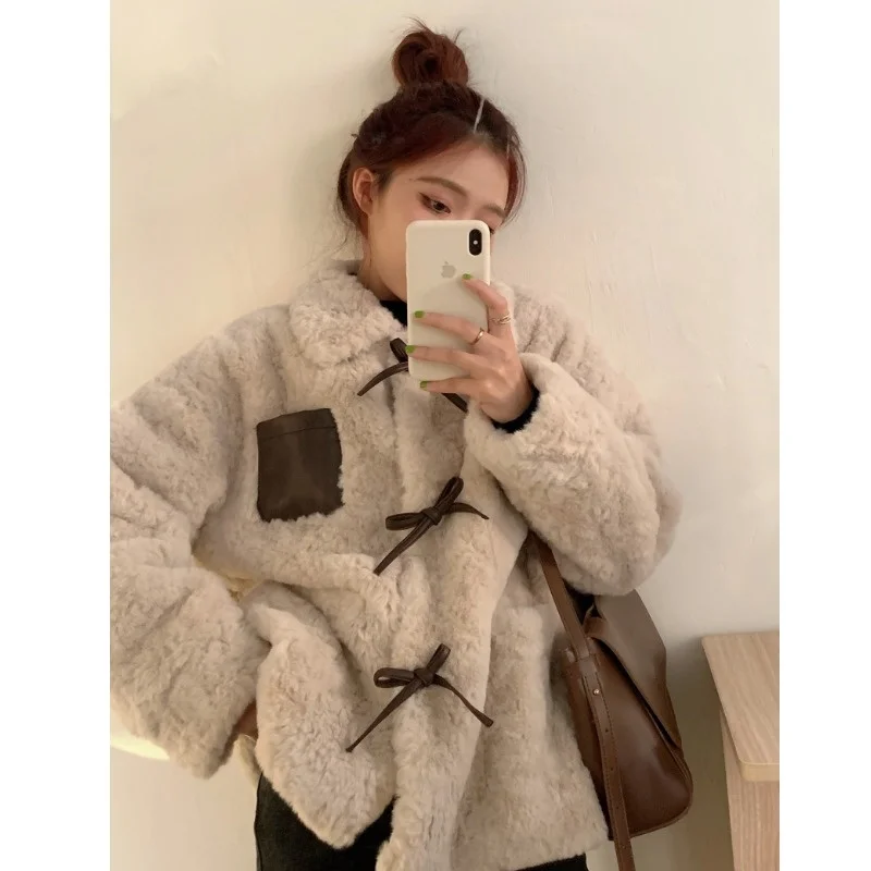 

CMAZ 2021 Autumn Winter Thick Coats for Women Faux Lamb Plush Coat for Women Autumn and Winter All-Matching 2021 New Korean Styl