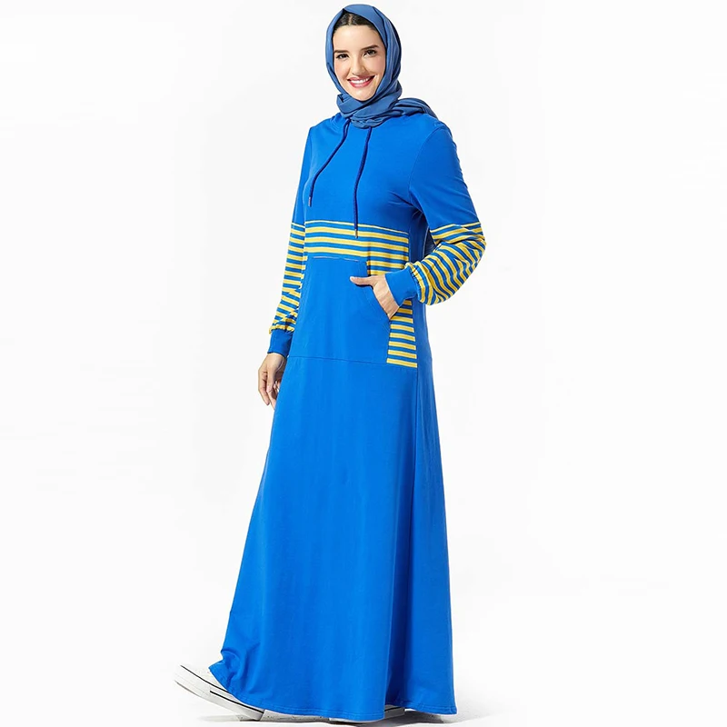 Новый Стильный исламский Турция Удобная Толстовка полосатый карман