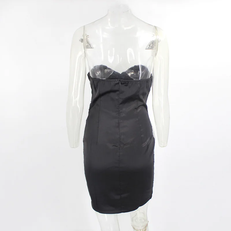 

BKLD Spring Summer 2021 Women Fashion New Strapless Sequin Patchwork Nightclub Sexy High Waist Irregular Off The Shoulder Dress