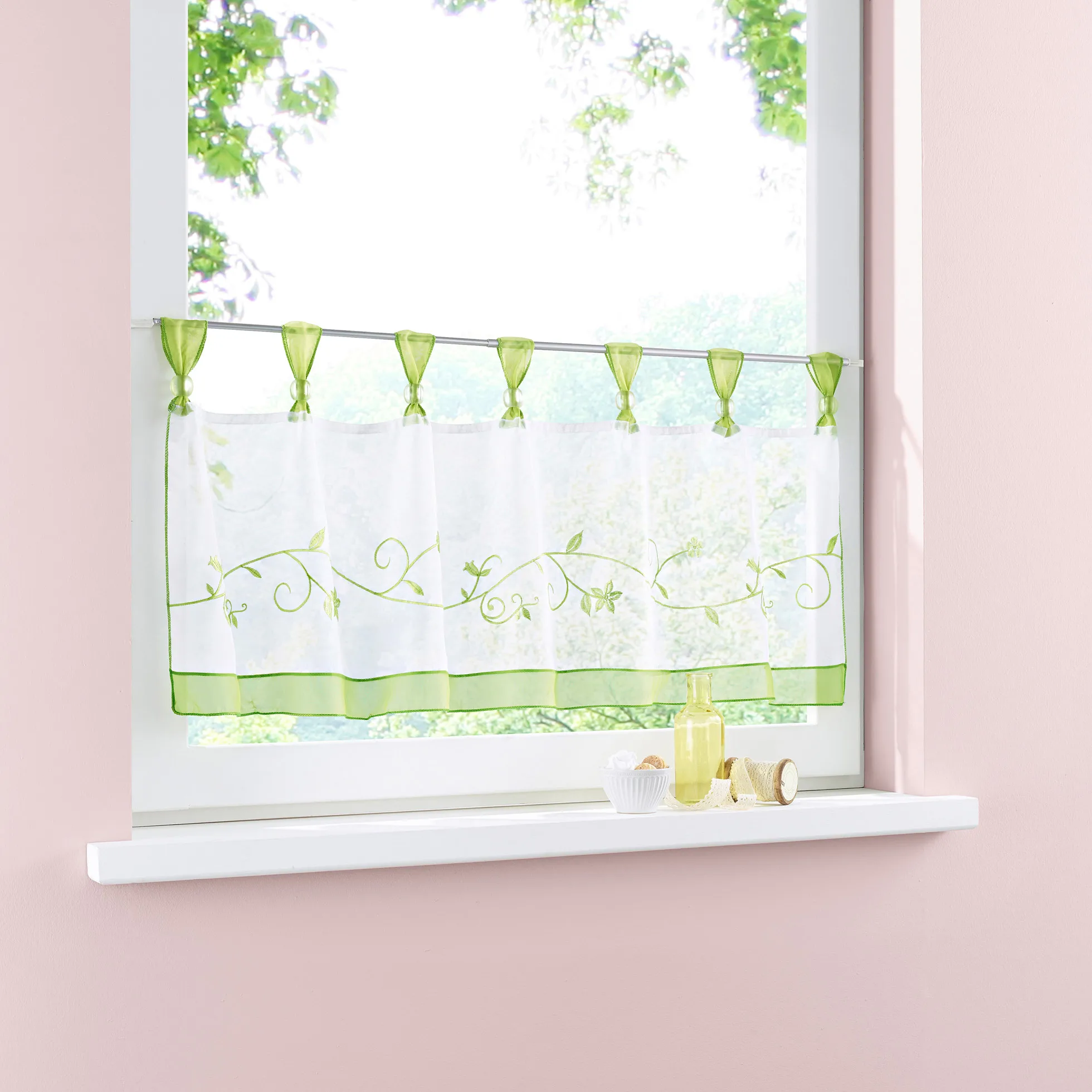 Занавеска кухонная с вышитыми цветами модная маленькая кофейная штора вуаль