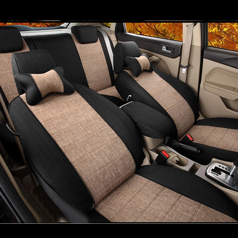 Чехлы на автомобильные сиденья AutoDecorun льняные аксессуары для Jaguar XJ подходят под
