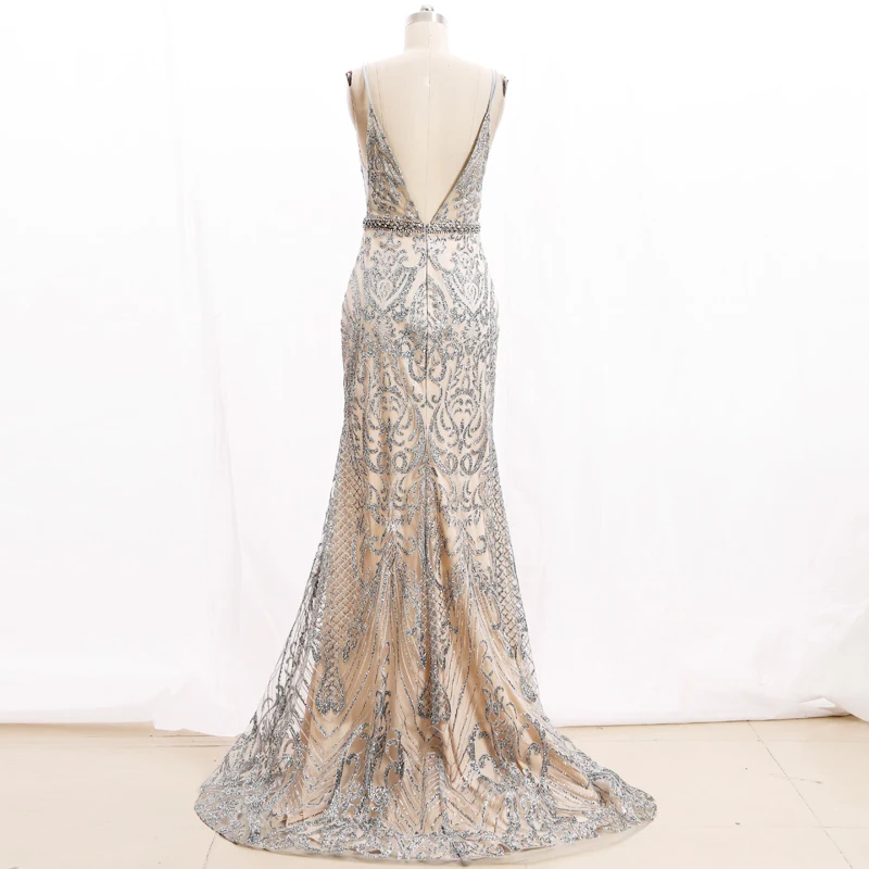 Stock Clean Full Beads Lace High Quality Stock Prom Dresses Evening Gown 210219-011