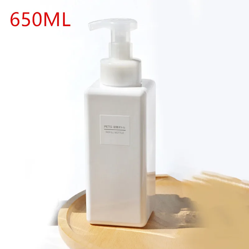 B White 250/450/650 мл дозатор мыла пены пенясь насос Пустые Квадратные бутылки Пластик путешествия прозрачная бутылка жидкости для геля для душа, пены насос - Цвет: B White