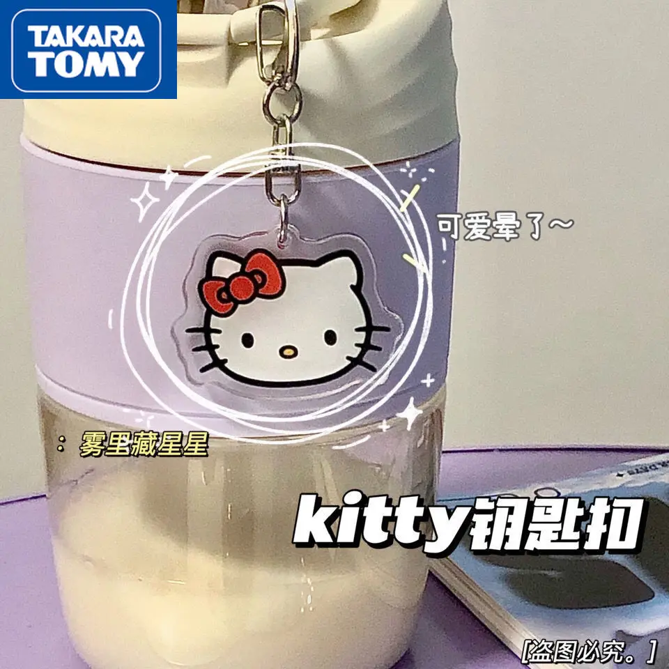 

TAKARA TOMY Cute Cartoon Hello Kitty Pendant Keychain Decoration Simple Acrylic Bag Accessories