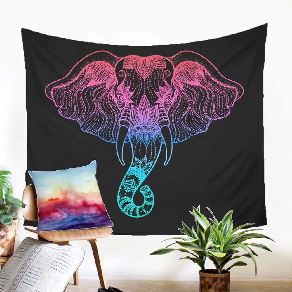 

Boho Style Wall Hangings High Quality Home Textiles Elephant Head Pattern Tapestry Modern Home Decoration Bohemian decor